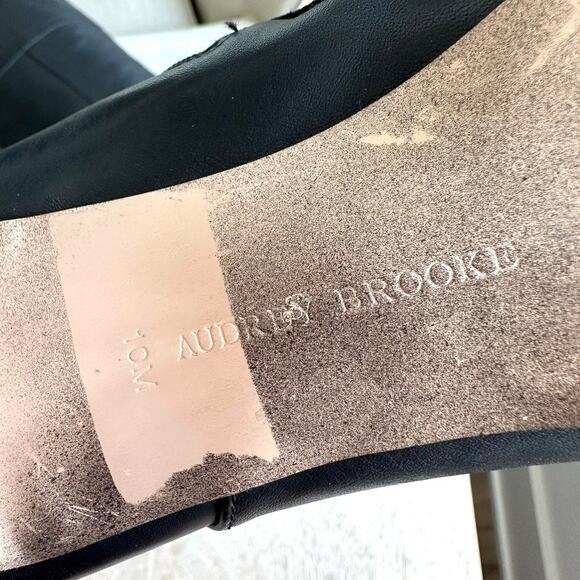 Audrey Brooke Leather Knee-High Stiletto Boots Black Size 10M Classic Elegant - Picture 6 of 7